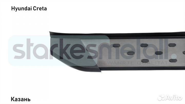 Пороги подножки Hyundai Creta с нержавеющей площадкой