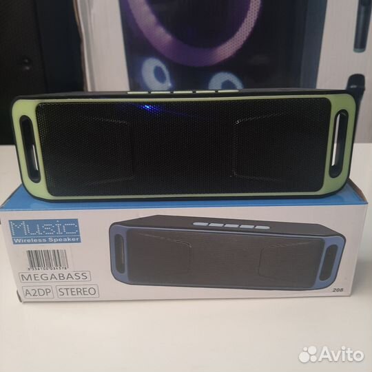 Колонка беспроводная SC208 Green /FM/USB/Bluetooth