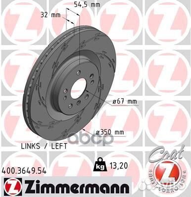 Диск тормозной 400.3649.54 Zimmermann
