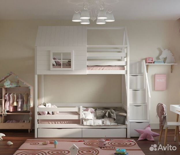 Кровать детская деревянная двухъярусная цена от