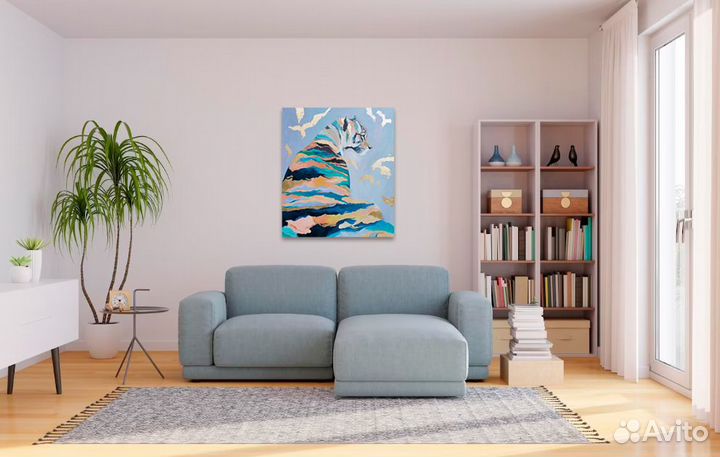 Картина маслом Тигр Абстракция с поталью в подарок