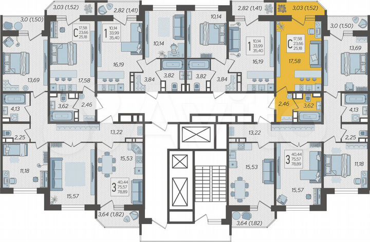 Квартира-студия, 25,2 м², 23/25 эт.