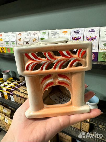 Аромалампа Камин лунный микс керамика глазурь 11см