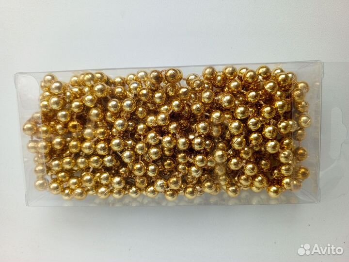 Ёлочные бусы золотые