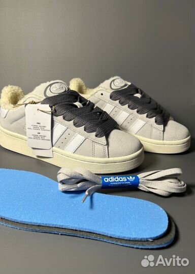 Кроссовки Adidas Campus Grey с мехом