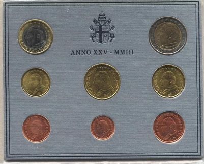 Официальный набор Евро Ватикан 2003