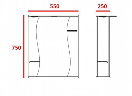 Зеркало-шкаф Merkana Лилия 55 полки сбоку