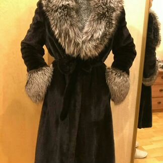Шикарная шуба из норки с чернобуркой, р.46-50