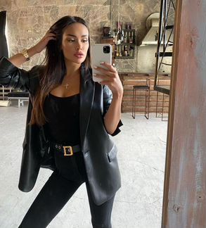 Кожаный пиджак Saint Laurent