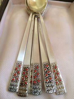 Ложки СССР мельхиор посеребрённые красные звезды М