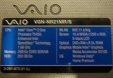 Ноутбук Sony vaio PCG-7115p