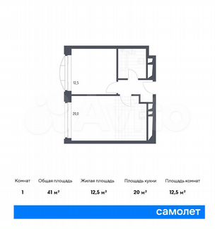 1-к апартаменты, 41 м², 18/24 эт.
