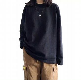 Лонгслив черный оверсайз