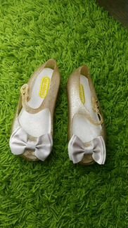 Туфли mini melissa золотые с бантиком 18 см