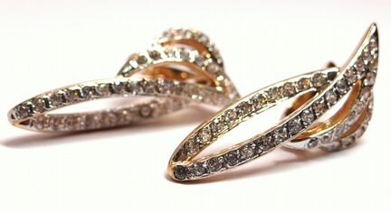 Золотые серьги 585 пробы с фианитами