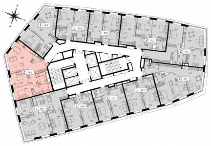 2-к апартаменты, 78 м², 11/21 эт.