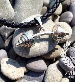 Кулон из серебра в форме штанги. новый