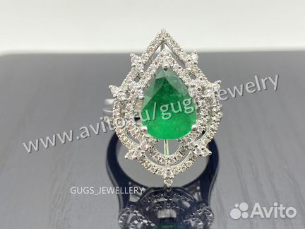 Кольцо с бриллиантами изумруд 2.55ct