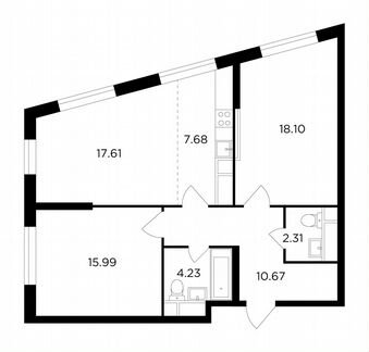 3-к квартира, 76.6 м², 6/29 эт.