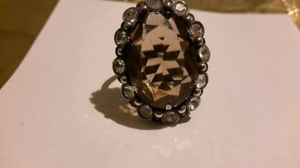 Кольцо раухтопаз дымчатый кварц винтаж СССР 1960х