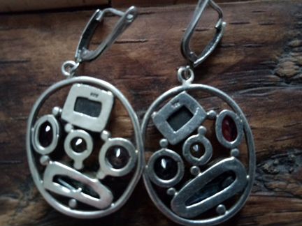 Серьги серебряные с натуральными камнями