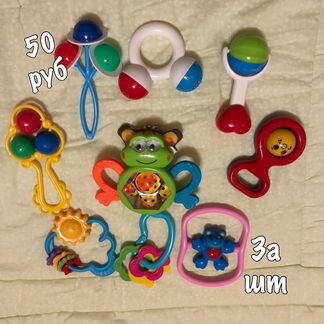 Погремушки, прорезыватели зубов и др