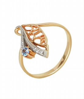 Золотое кольцо с топазом и фианитами