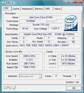 Процессор Intel Core 2 Duo E7400 (2.8 ггц, 3Мб)
