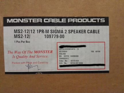 Monster Cable Sigma 2 акустический кабель новый