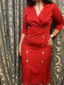 Женское красное платье, 44 размер