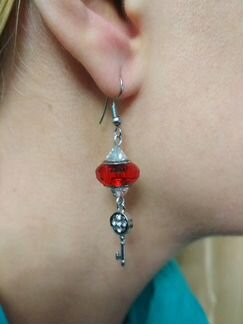Серьги с ключиком (красные)