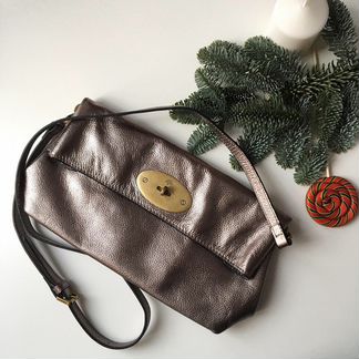Сумка Клатч Mulberry кожаный металлик новый