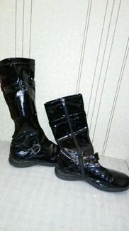 Сапоги лаковые натуральные высокие весна/ осень