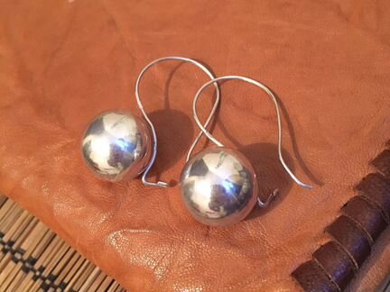 Серьги шарики крупные серебро